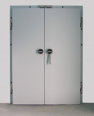 Hinged, double leaf doors